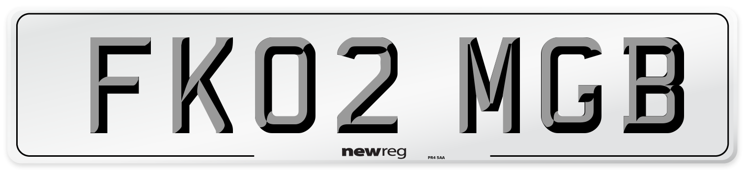 FK02 MGB Number Plate from New Reg